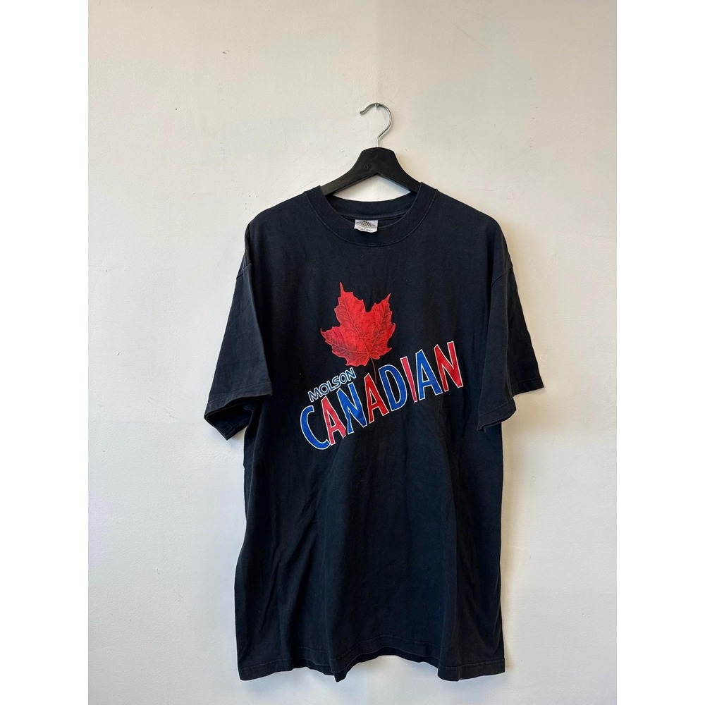 Vintage‎ Molson Canadian Shirt Mens XL Black Beer Graphic Promo Tee Y2K